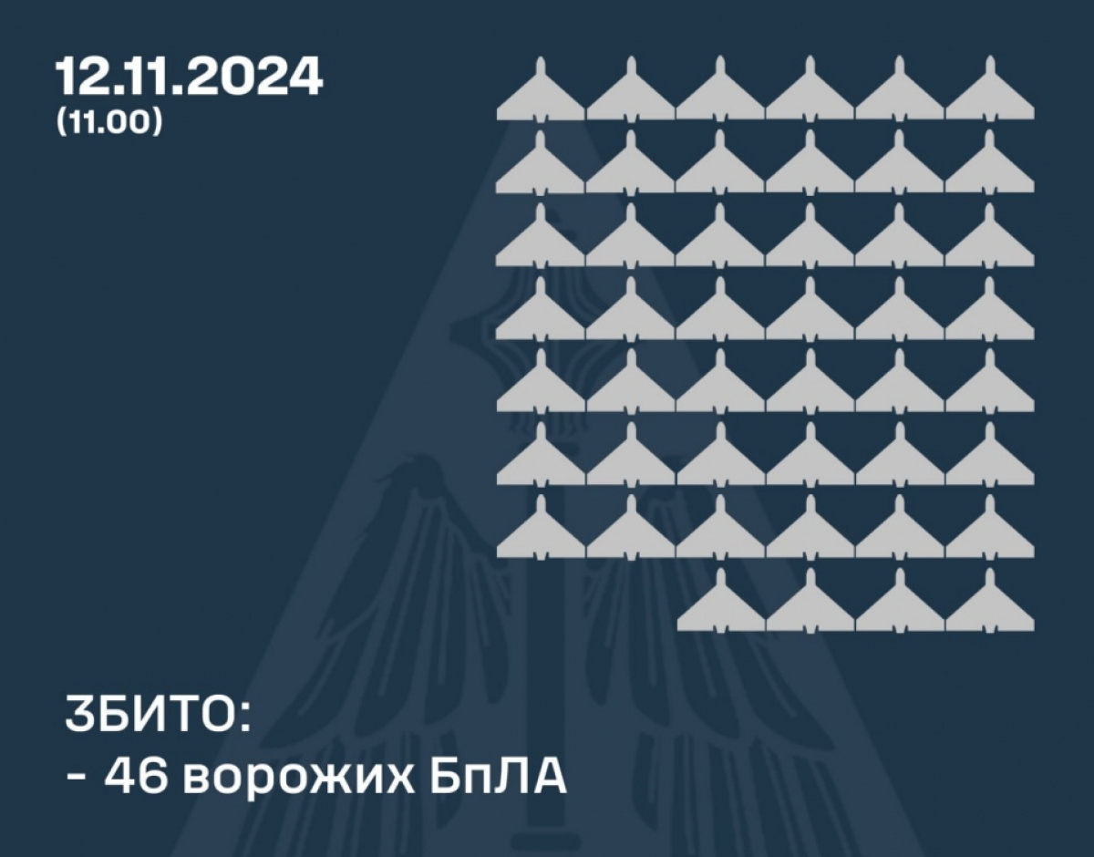 ПВО Украины сбила 46 российских БпЛА за ночь. Фото: ВС ВСУ