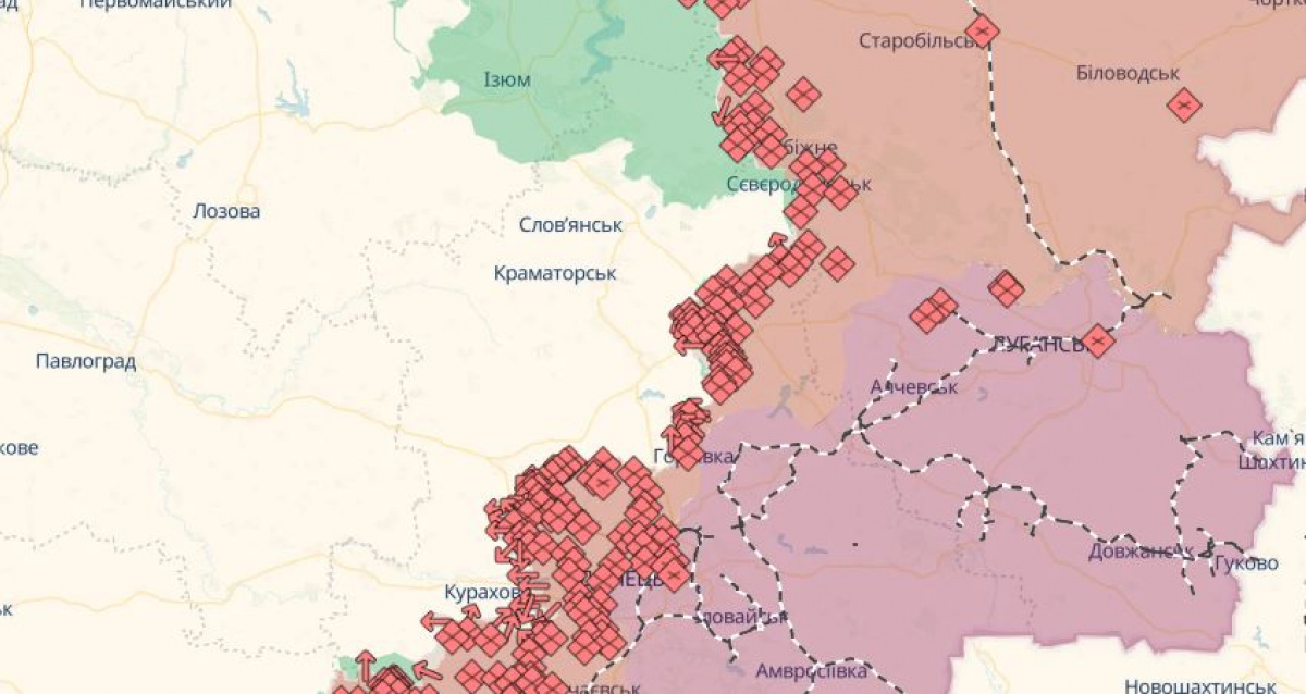 Ситуация на востоке Украины. Фото: карта DeepState