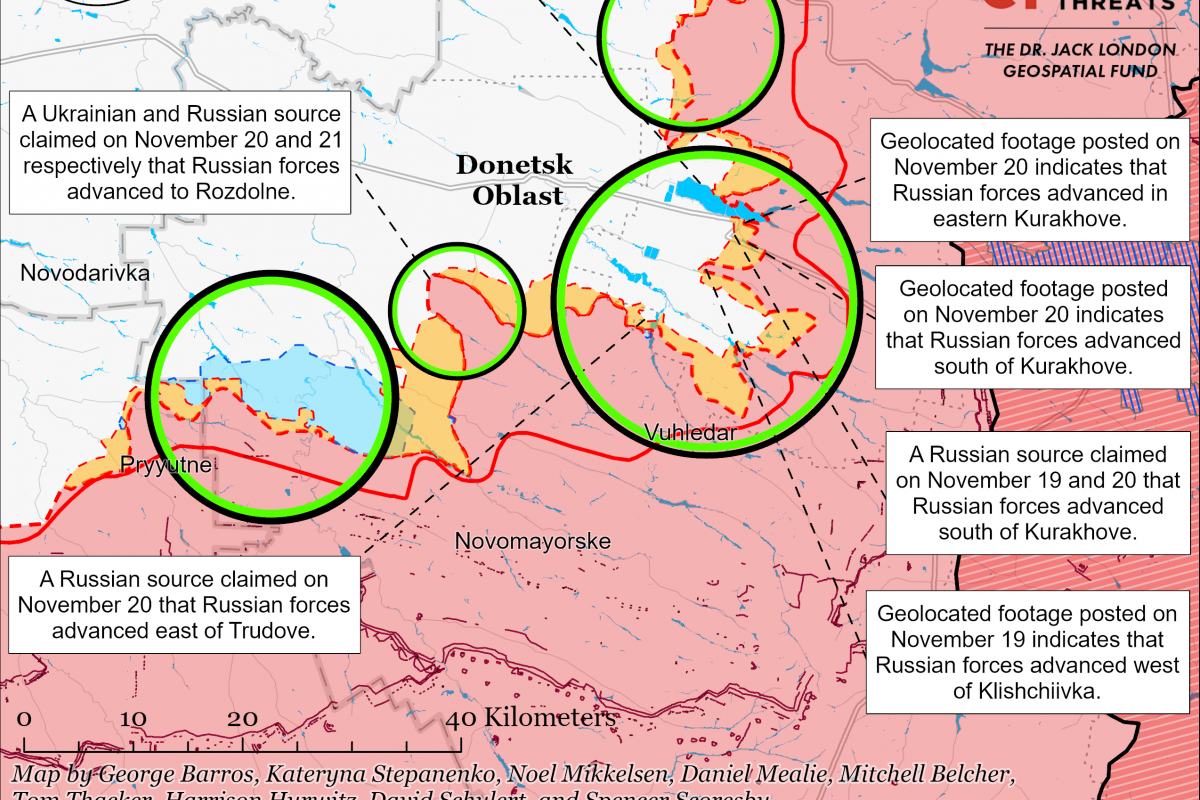 Ситуация вблизи Угледара. Фото: карта ISW