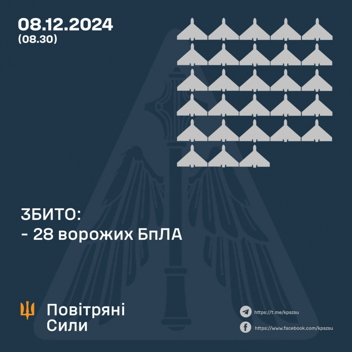 У Повітряних силах розповіли про атаку безпілотників на Україну