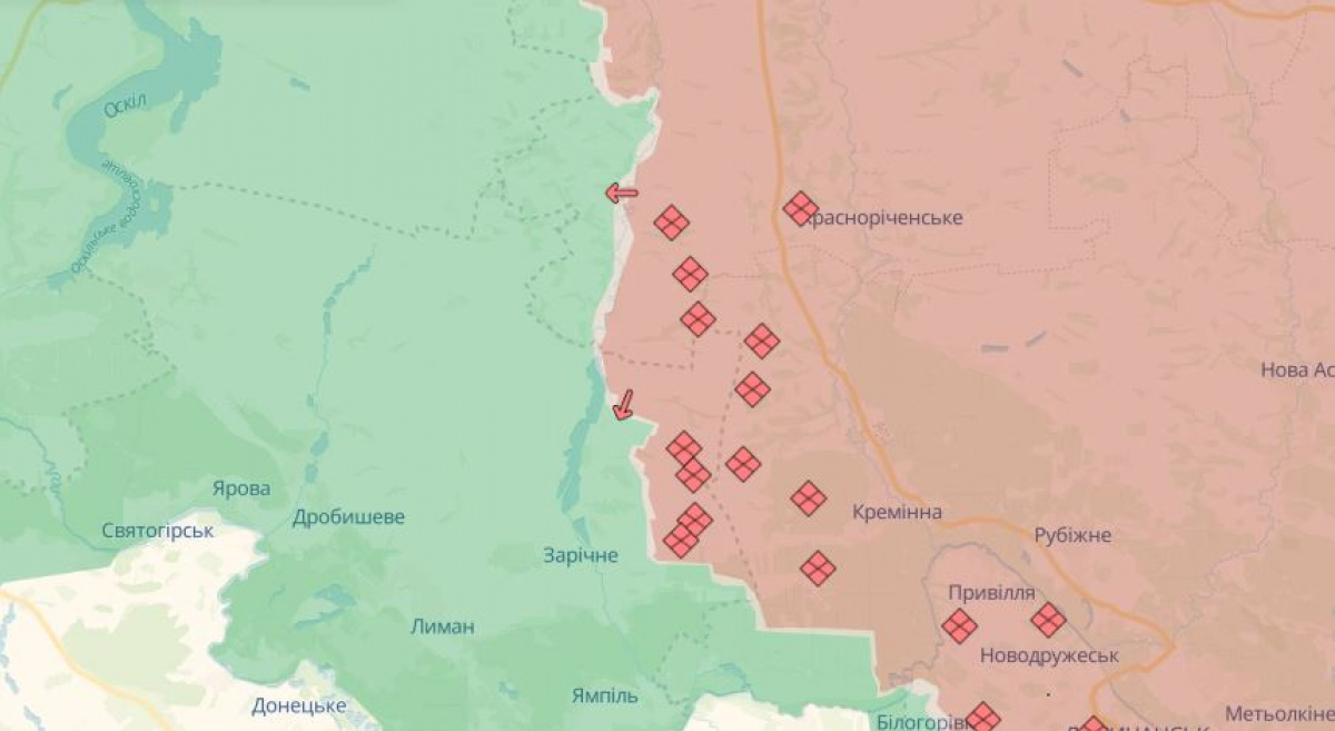 Ситуація на Лиманському напрямку. Фото: карта DeepState