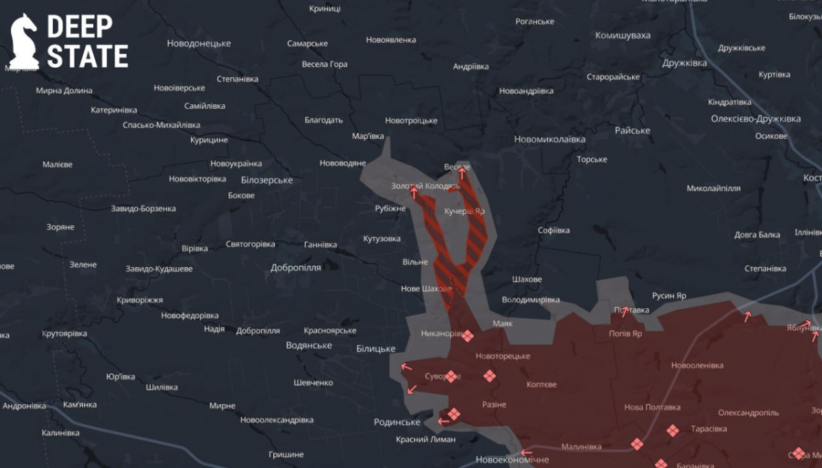 Ситуация под Добропольем. Фото: карта DeepState
