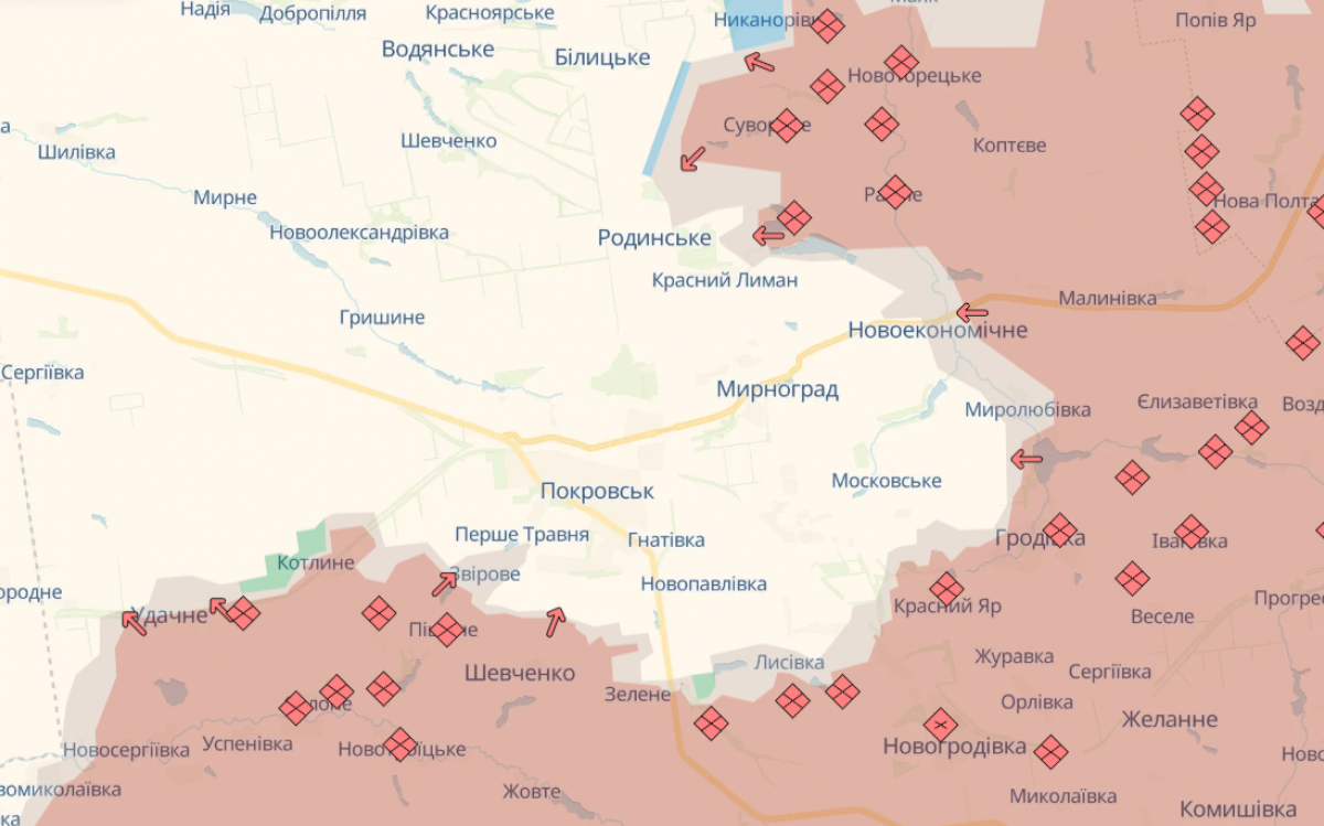 Ситуация на Покровском направлении. Фото: карта DeepState 