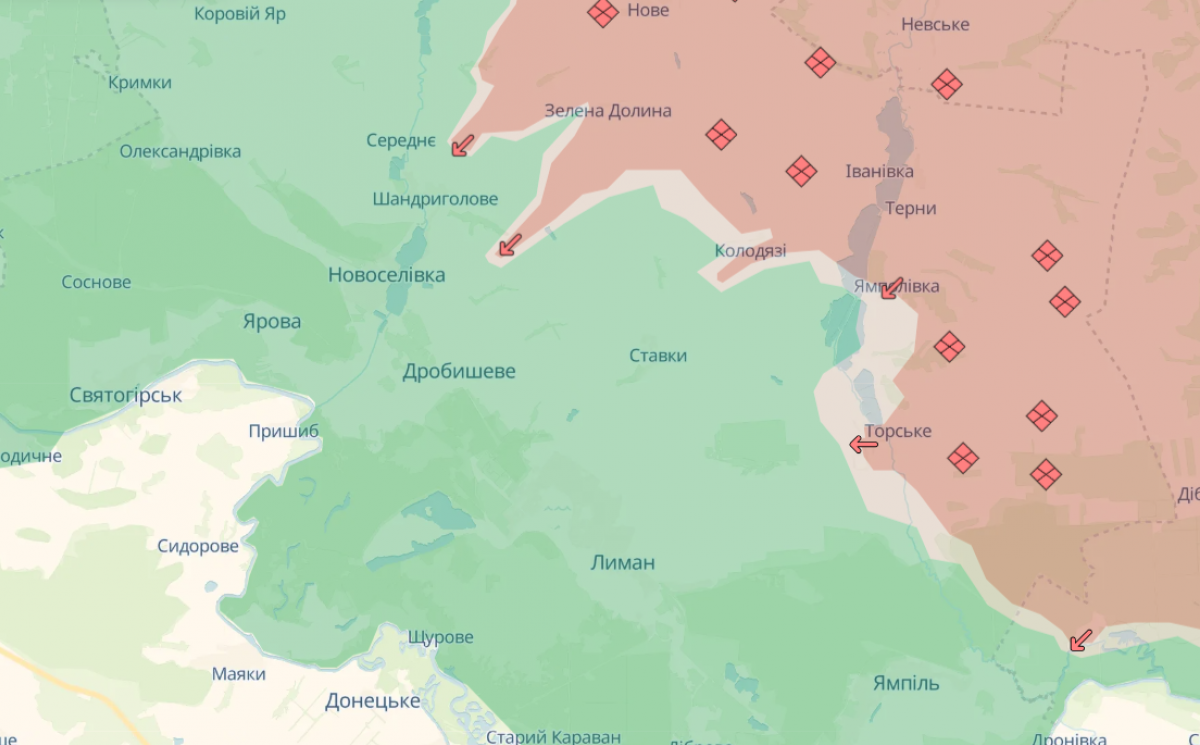 Ситуация на Лиманском направлении. Фото: карта DeepState