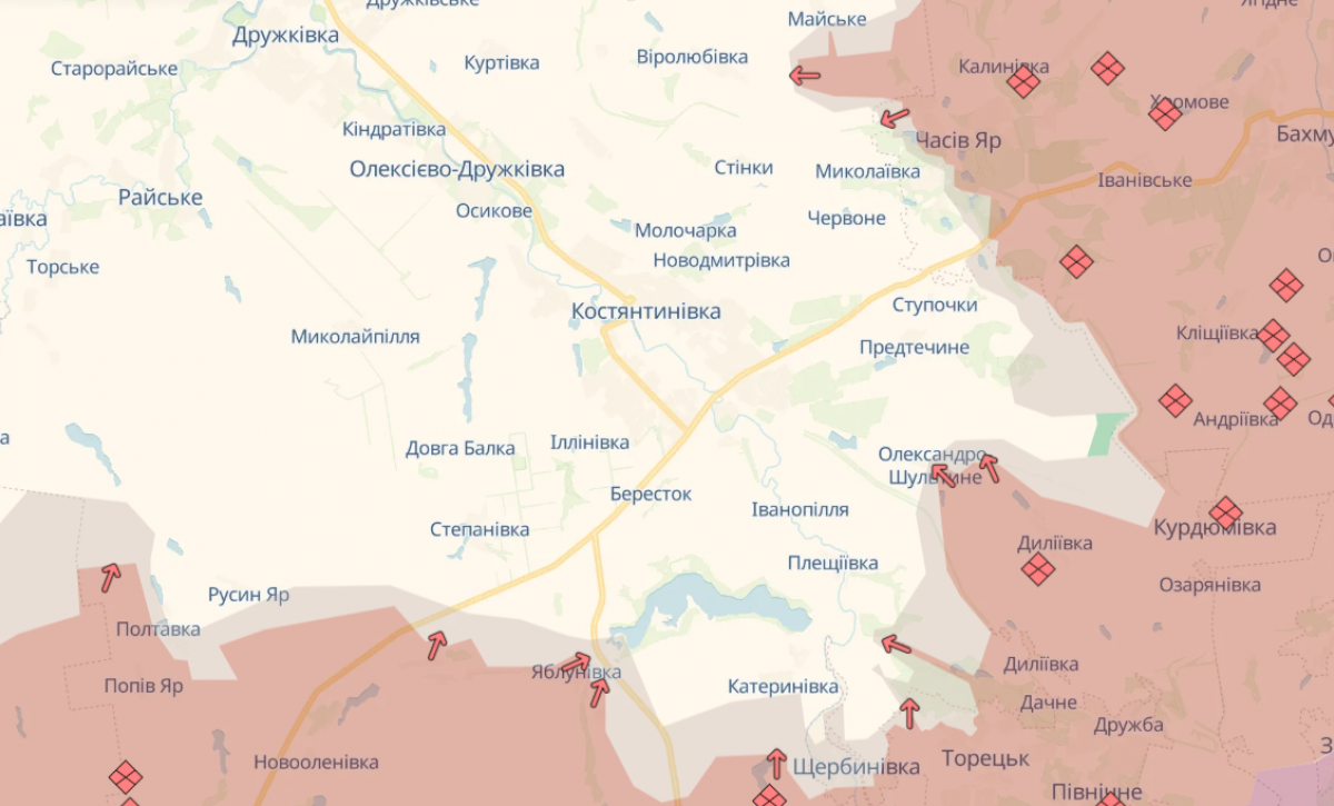Ситуация вблизи Константиновки. Фото: карта DeepState