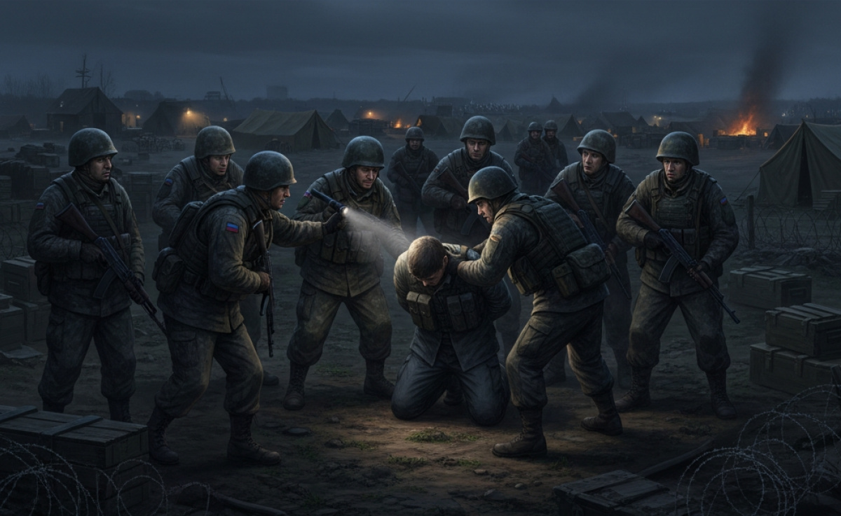 «Группа отлова» армии РФ задерживает дезертира на Покровском направлении. Иллюстрация, созданная с помощью ИИ