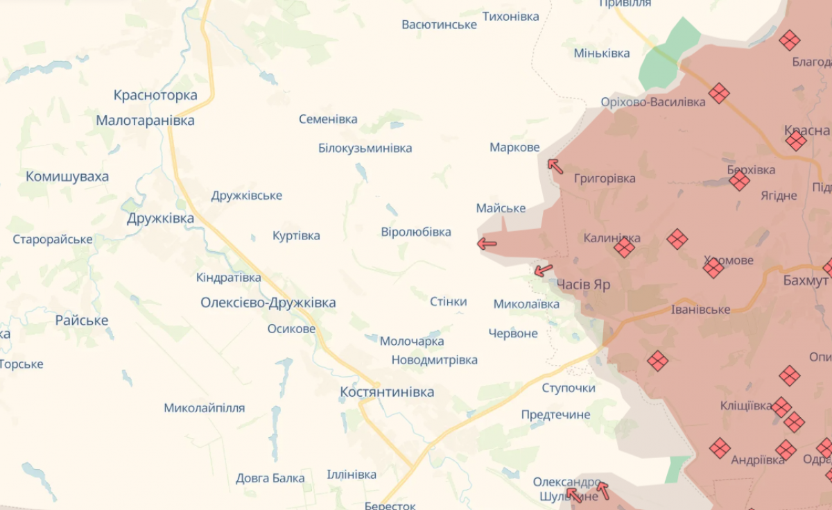 Ситуація на Краматорському напрямку. Фото: карта DeepState