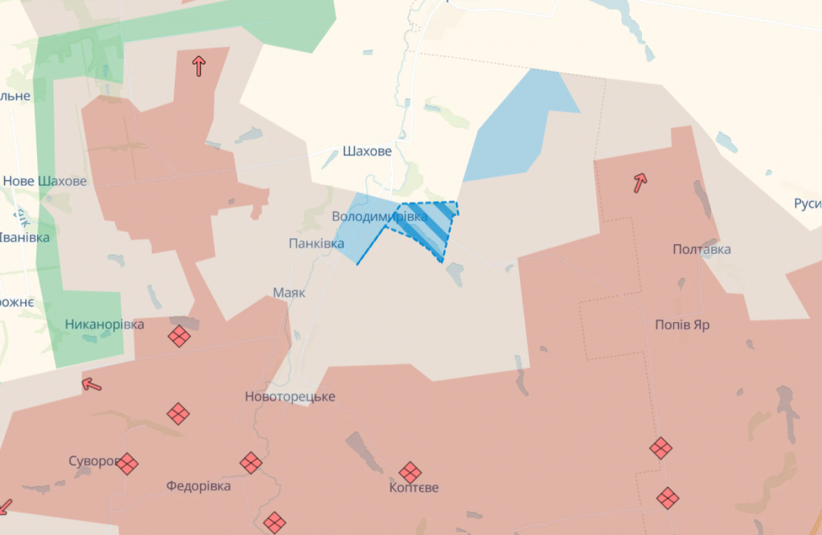 Продвижение ВСУ на Добропольском направлении. Фото: карта DeepState