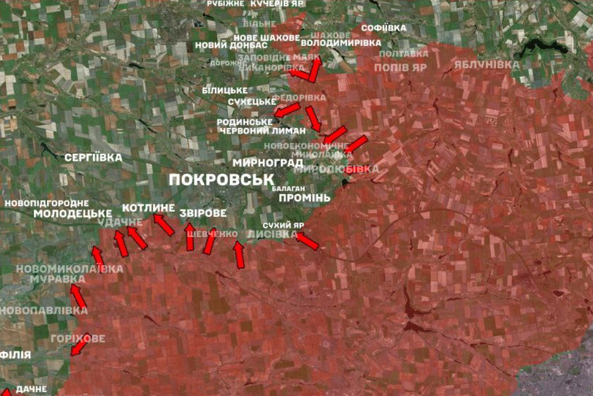 Ситуация на Покровском направлении. Фото: карта Генштаба ВСУ