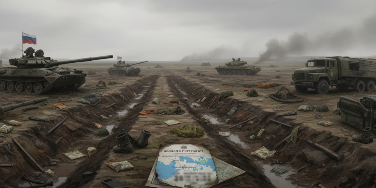 Масштабні втрати особового складу в мотострілецькому батальйоні РФ на фронті. Ілюстрація, створена за допомогою ШІ