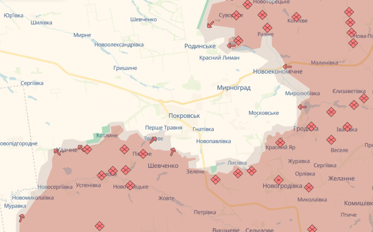 Ситуація на Покровському напрямку. Фото: карта DeepState