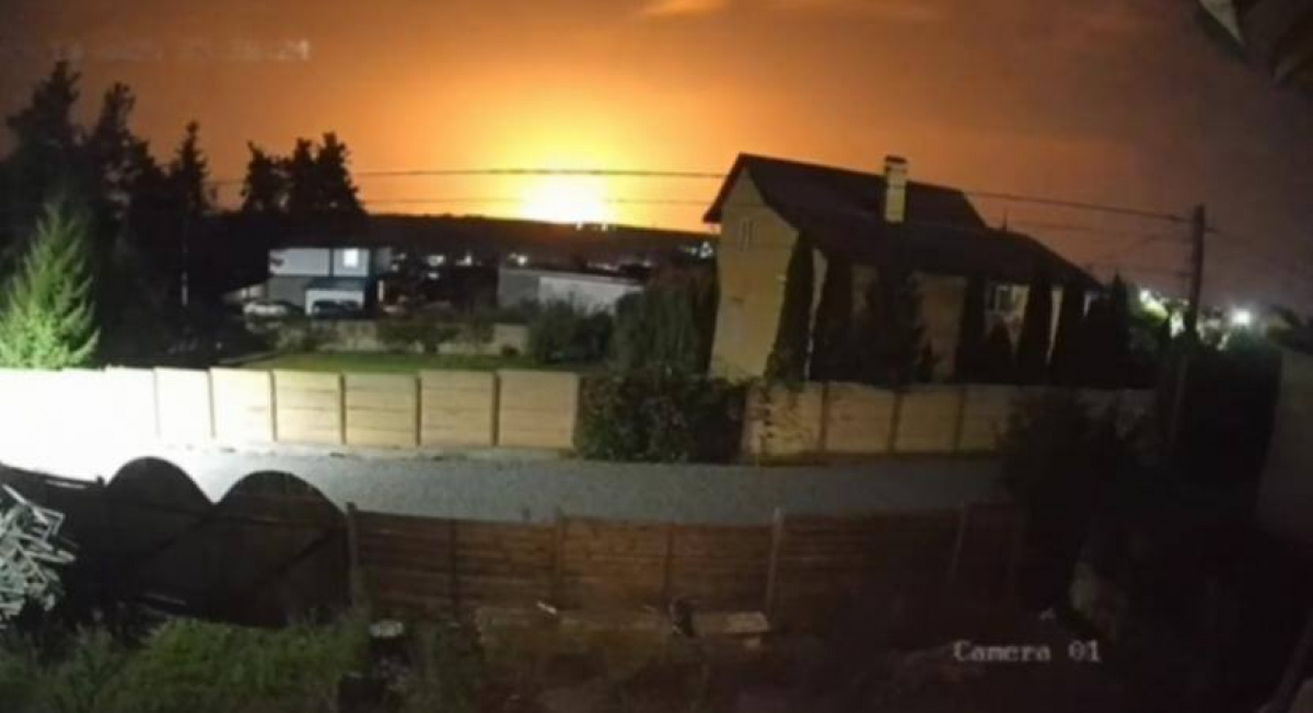 Момент взрыва на Киевщине. Скриншот. Открытые источники