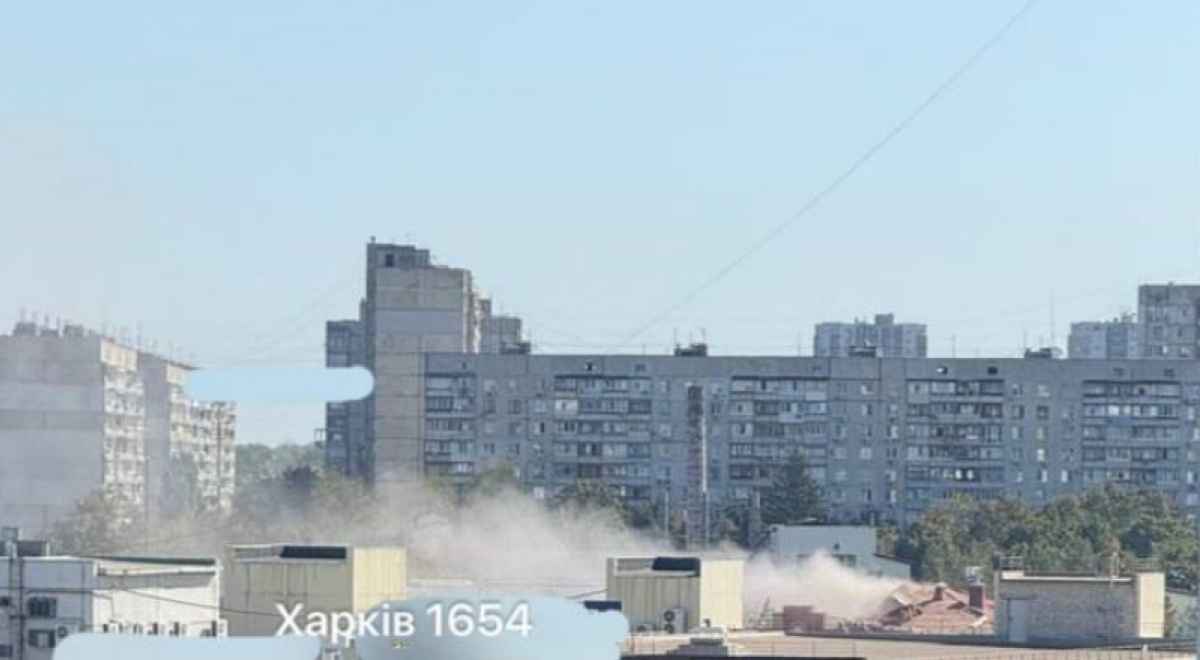 Місце удару БПЛА у Харкові.