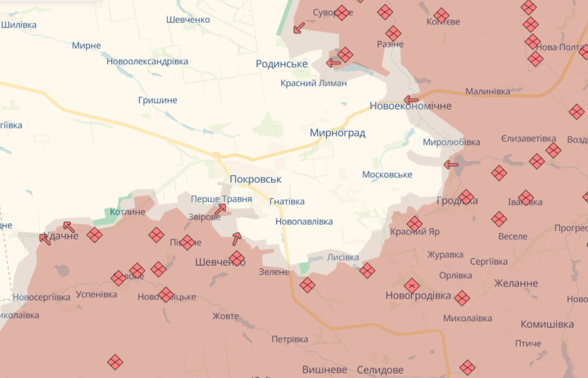 Ситуация под Покровском. Фото: карта DeepState