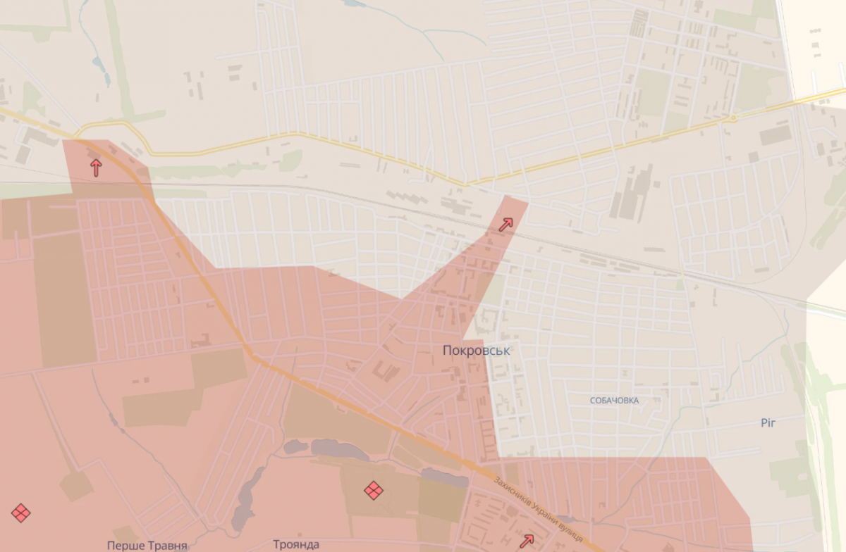 Ситуація у Покровську. Фото: карта DeepState