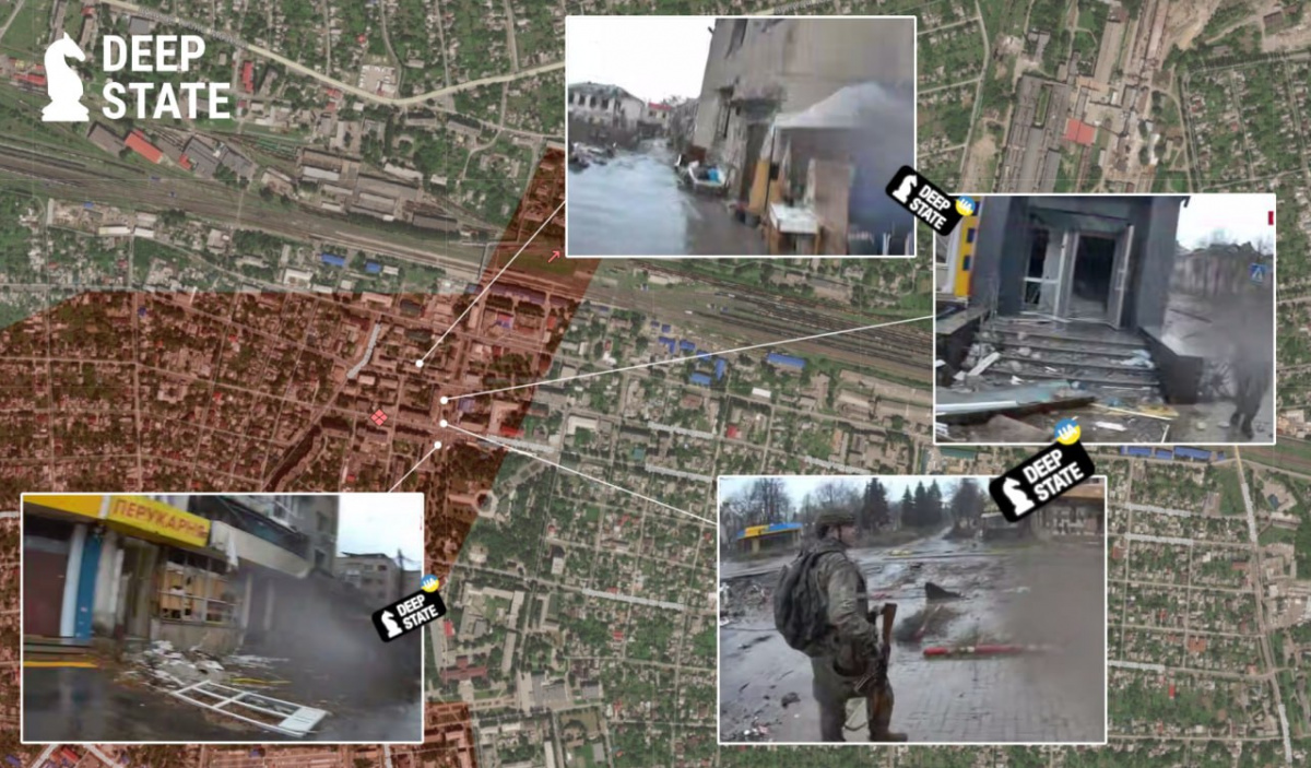 Окупанти у центрі Покровська. Фото: DeepState