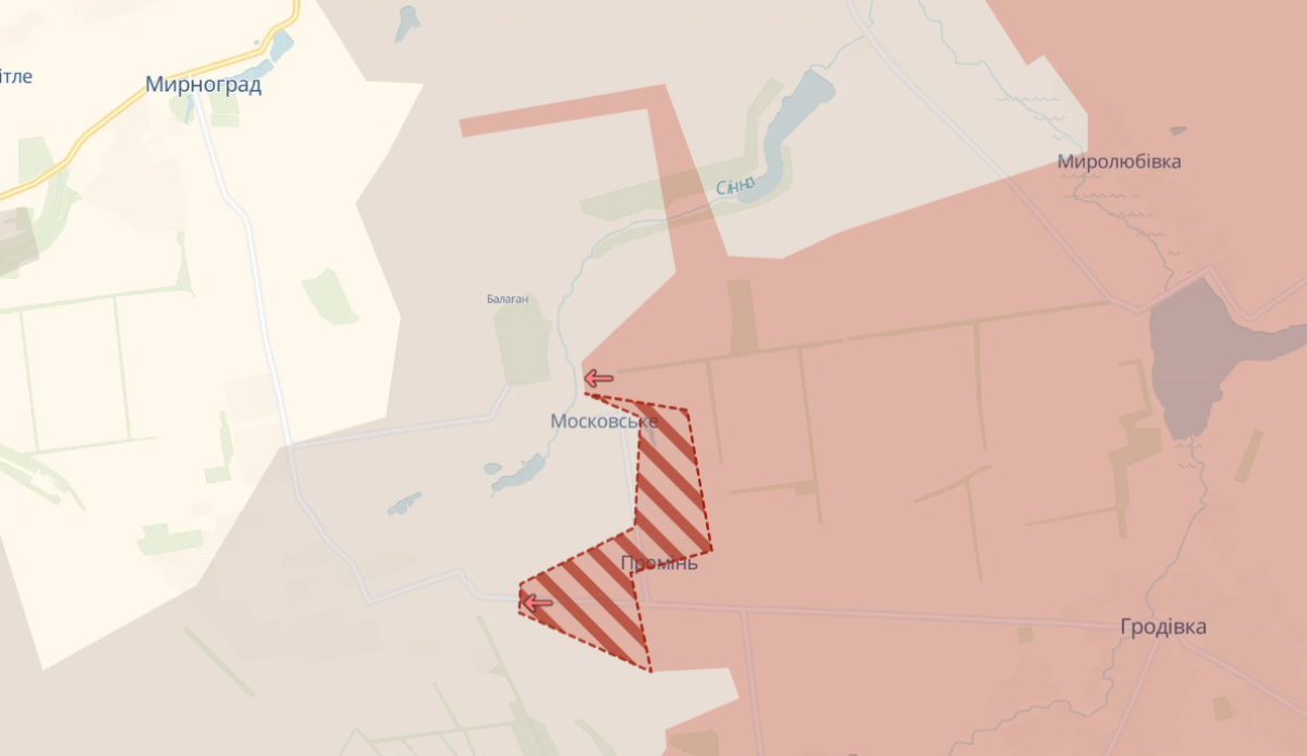 Окупований Промінь. Фото: карта DeepState