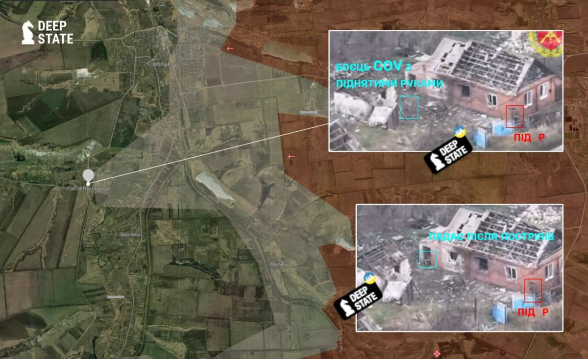 Место расстрела пленного украинского военного под Северском. Фото: DeepState