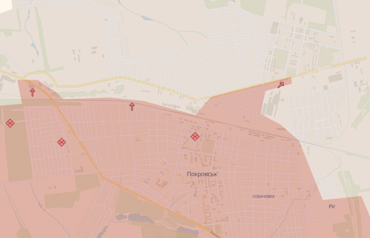 Ситуація у Покровську. Фото: карта DeepState