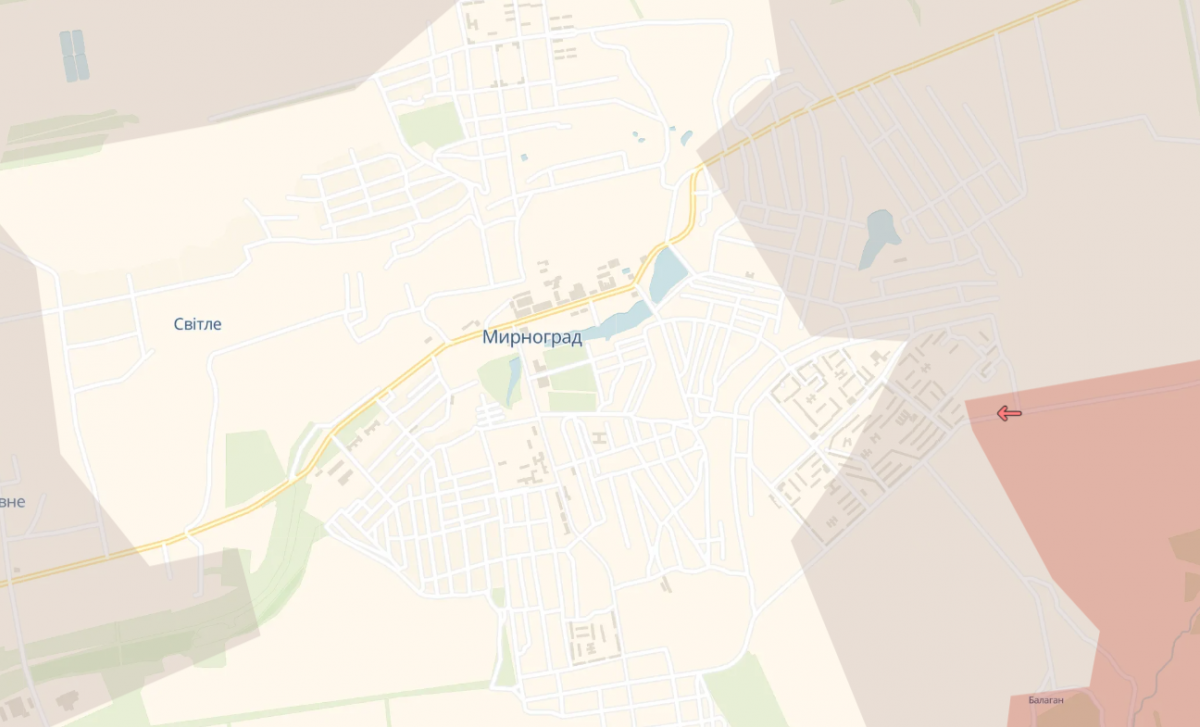 Ситуація у Мирнограді. Фото: карта DeepState