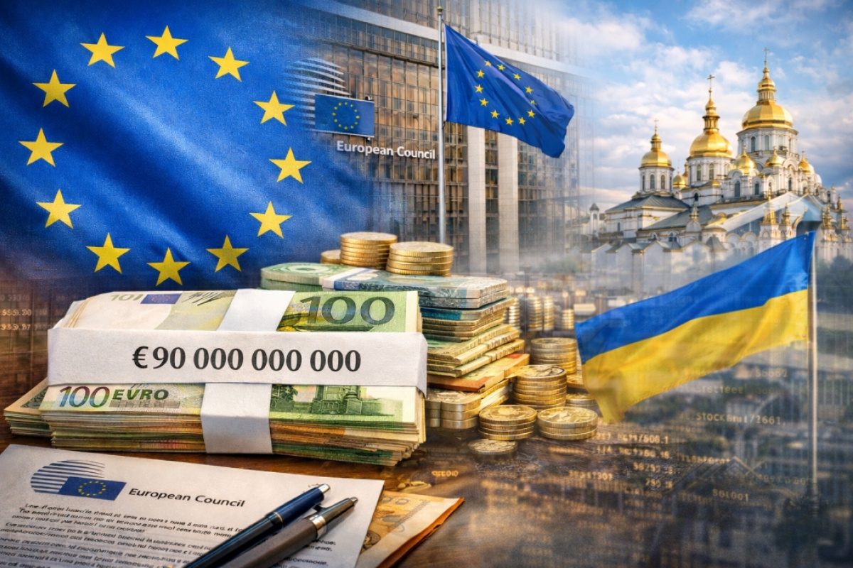 Европейский союз согласовал кредит для Украины на €90 млрд. Иллюстративное фото, созданное ИИ.