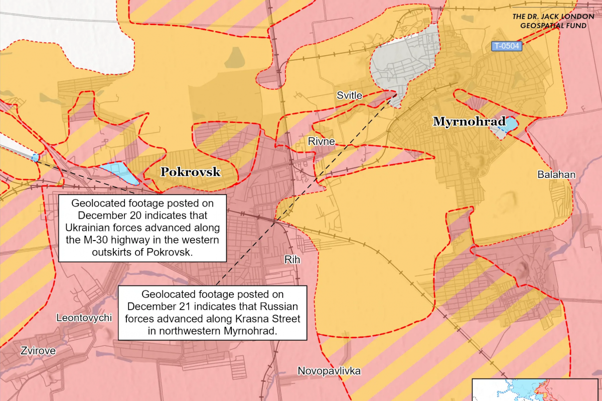 Ситуация в районе Покровска. Фото: карта ISW