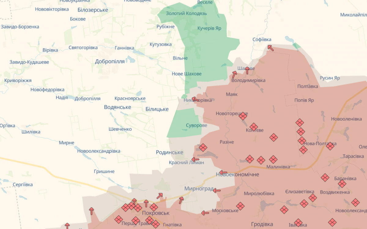 Ситуация под Добропольем. Фото: карта DeepState