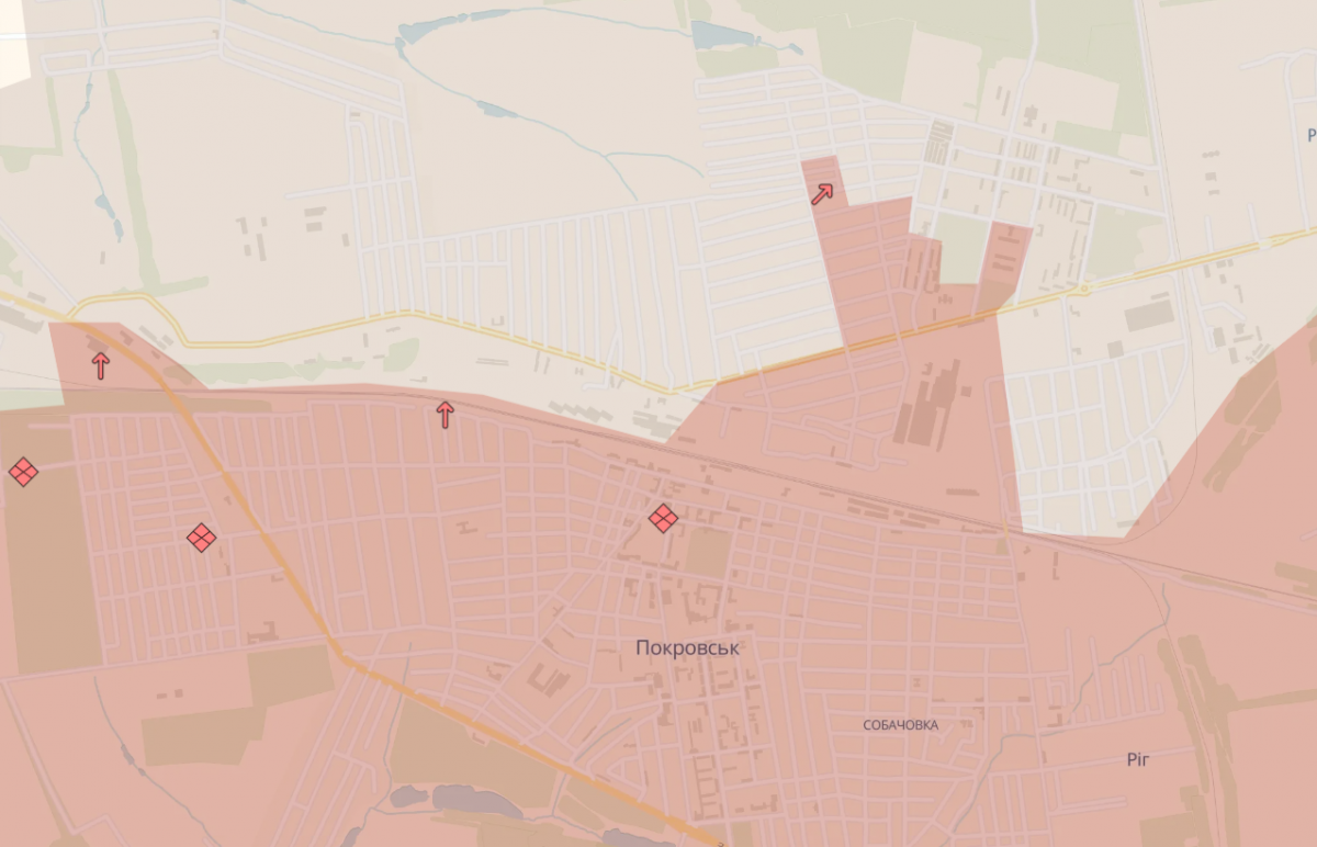 Ситуация в Покровске. Фото: карта DeepState