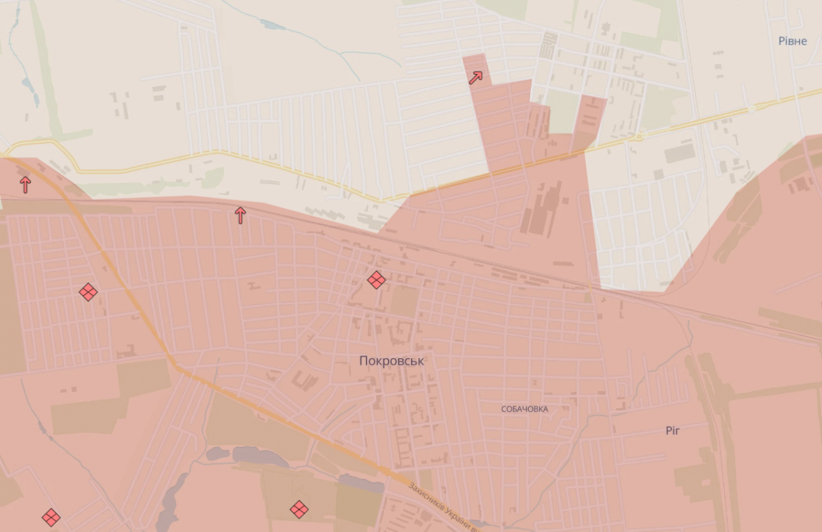 Ситуація у Покровську. Фото: карта DeepState