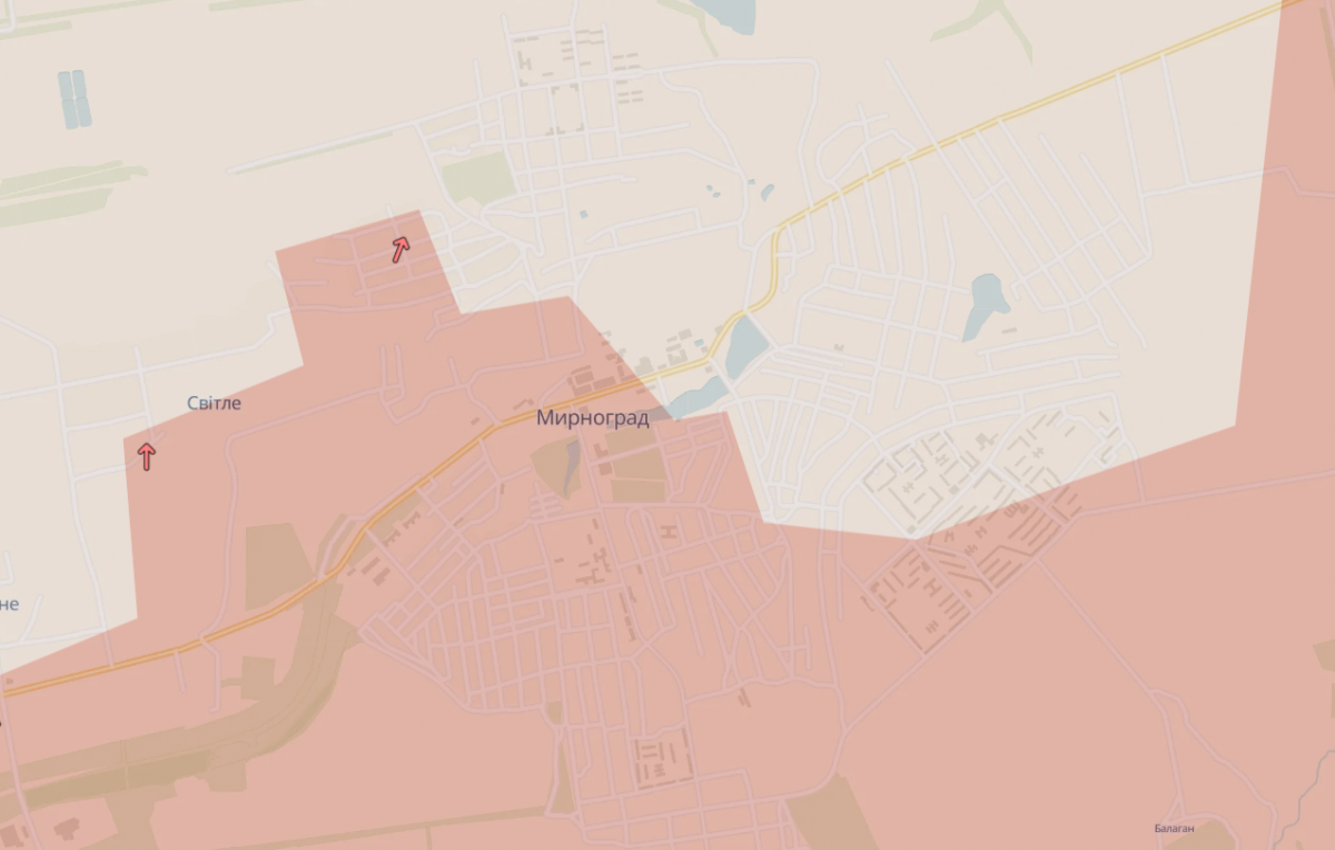 Ситуация в Мирнограде. Фото: карта DeepState