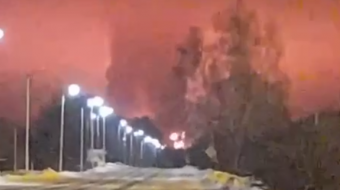 Пожар на нефтебазе в Усмани. Фото: кадр из видео