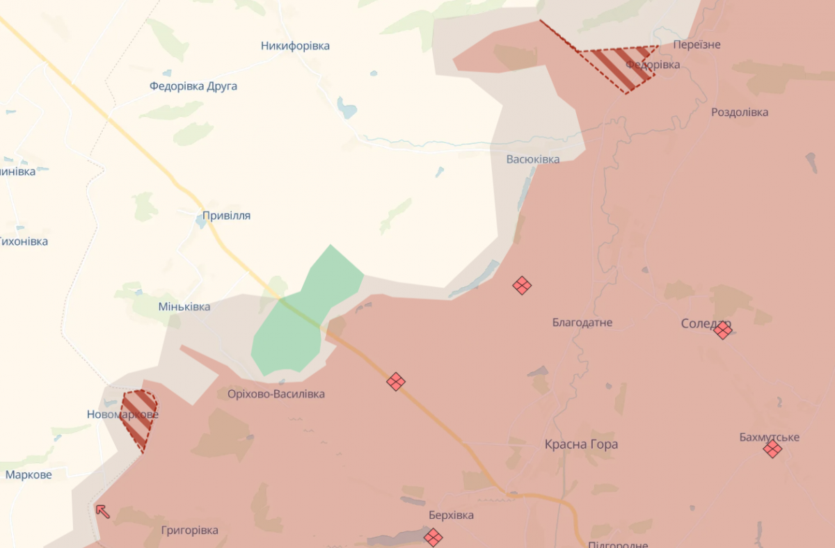 Продвижение россиян на Краматорском и Славянском направлениях. Фото: карта DeepState