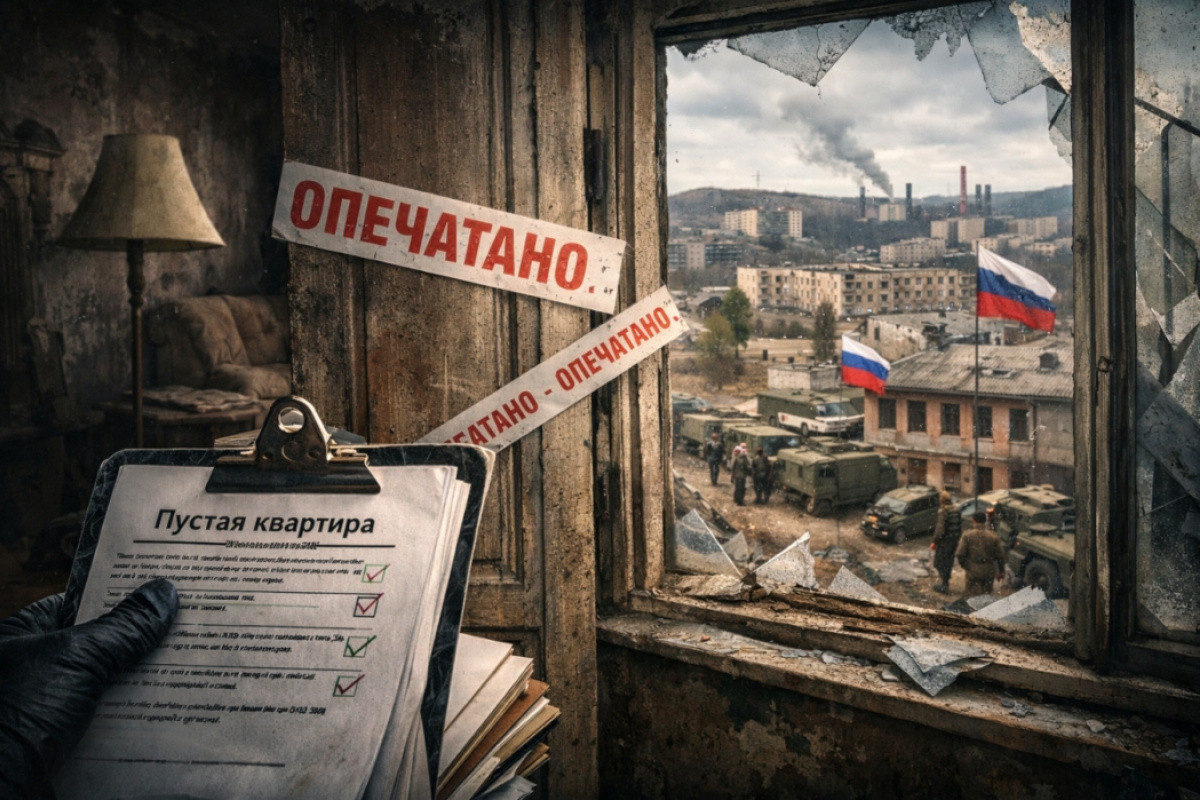 Проверка и опечатывание пустующих квартир в оккупированной Горловке. Создано ИИ
