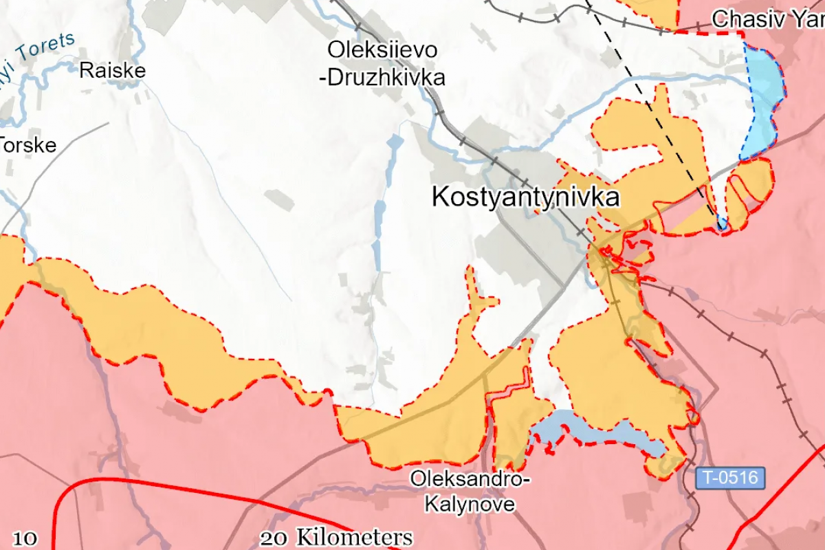 Ситуация в районе Константиновки Фото: карта ISW