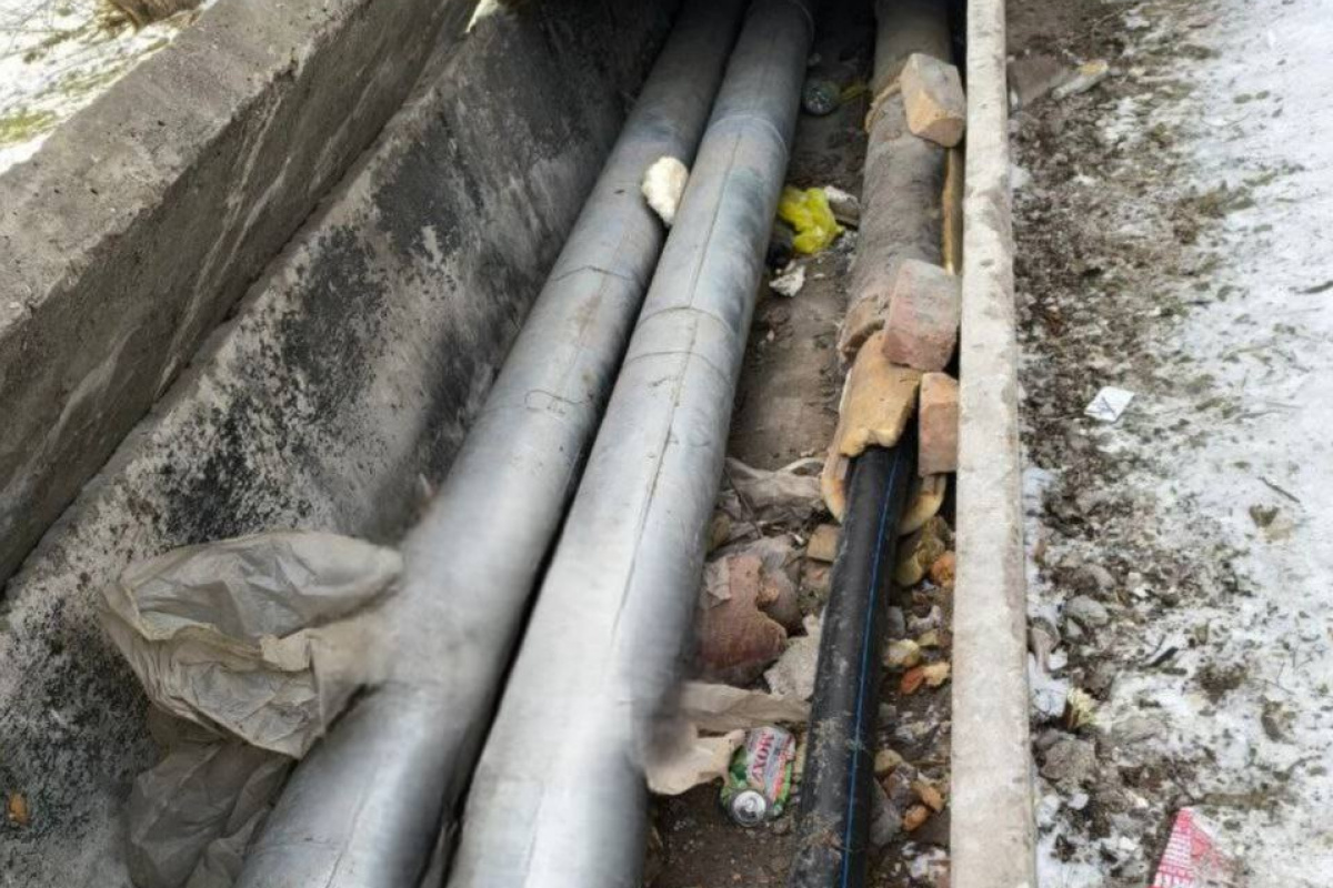 Трубы в оккупированном Мариуполе. Фото: Мариупольский горсовет в Телеграм