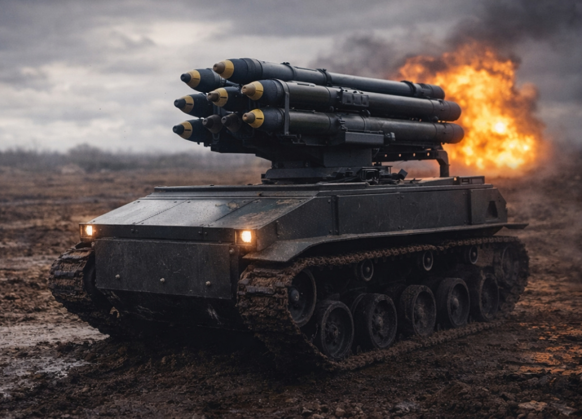 НРК з установками ТОС-1А. Фото: Створено ШІ.