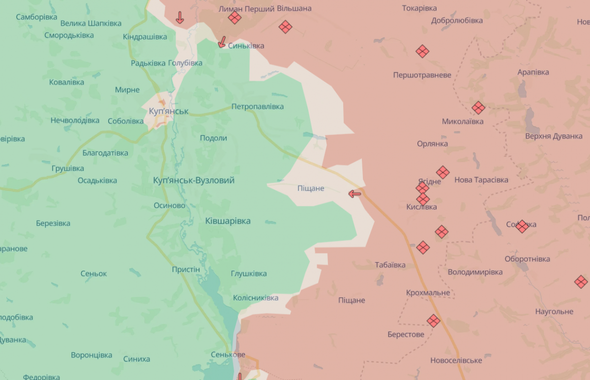 Ситуация в районе Купянска-Узлового. Фото: карта DeepState