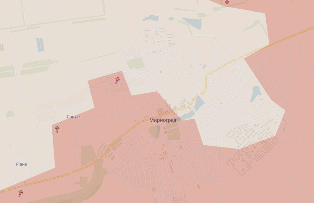 Ситуація у Мирнограді. Фото: карта DeepState