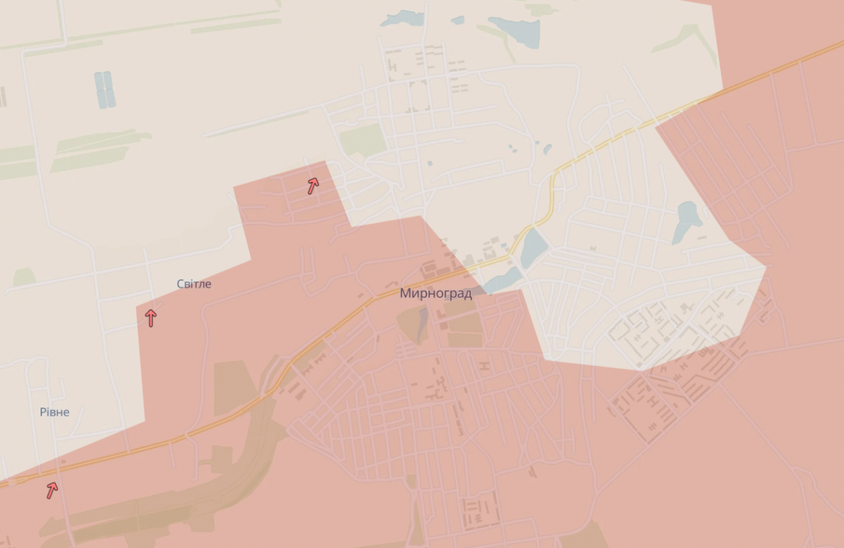 Ситуация в Мирнограде. Фото: карта DeepState