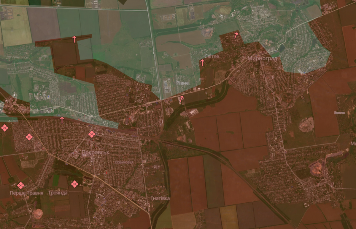 Ситуация в Покровске и Мирнограде. Фото: карта DeepState