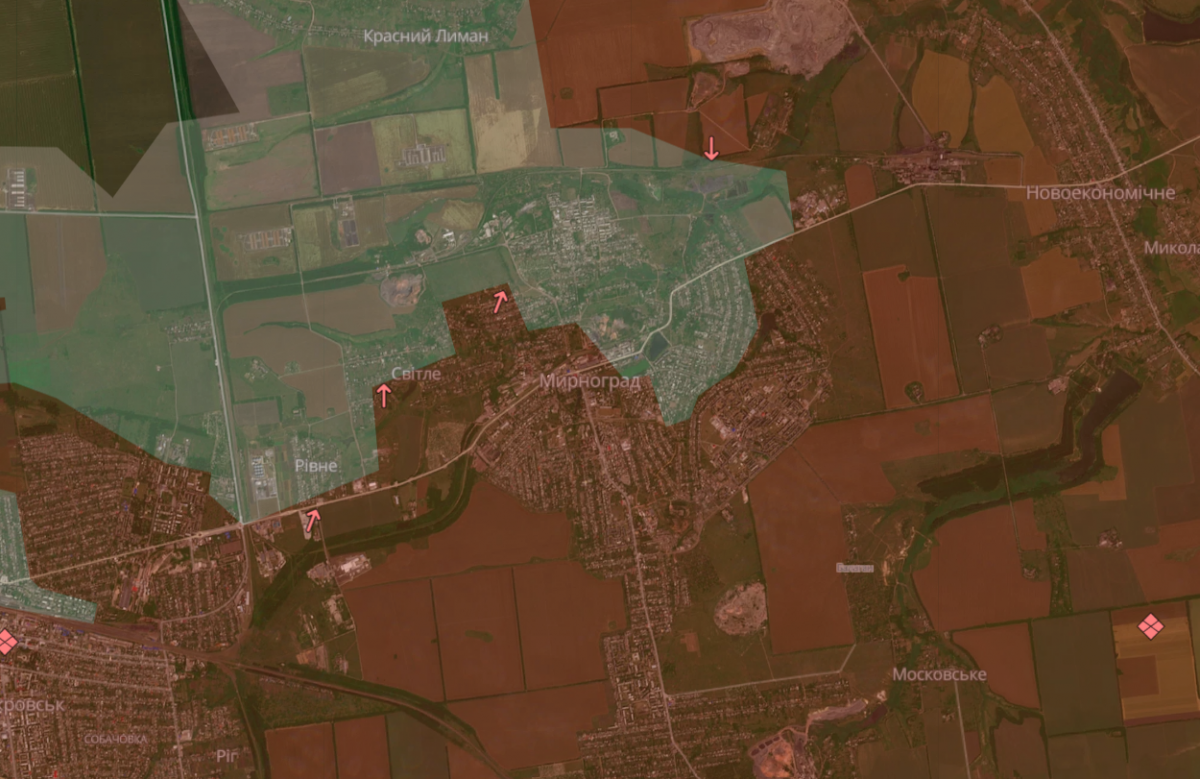 Ситуация в Мирнограде. Фото: карта DeepState