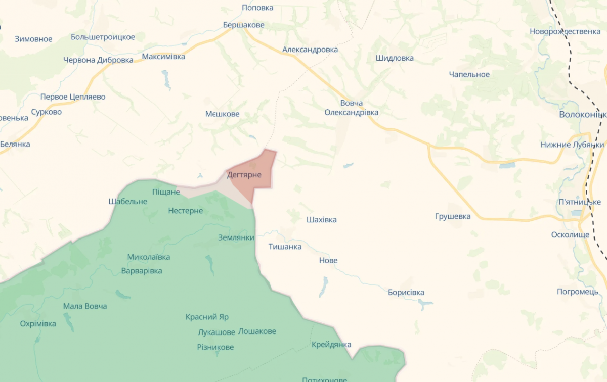 Окуповане Дегтярне. Фото: карта DeepState