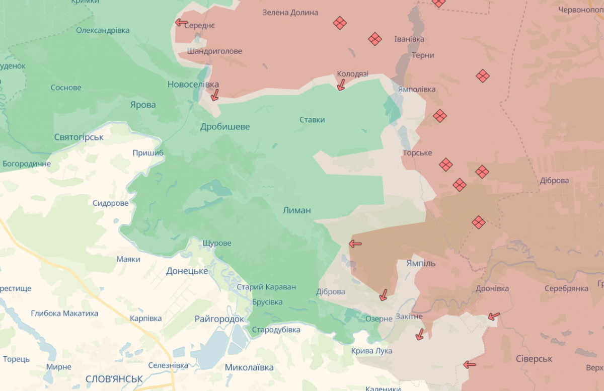 Ситуация на Лиманском направлении. Фото: карта DeepState