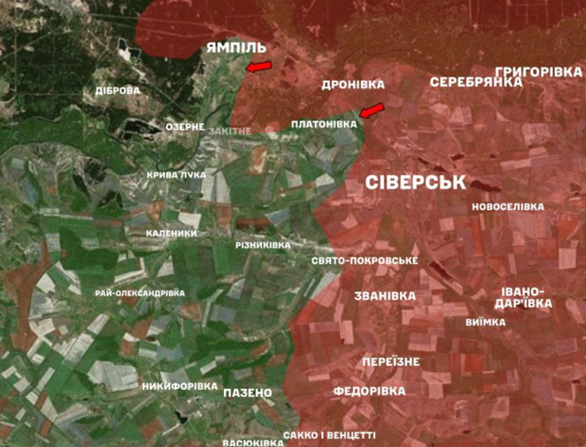 Ситуация на Славянском направлении. Фото: карта Генштаба ВСУ