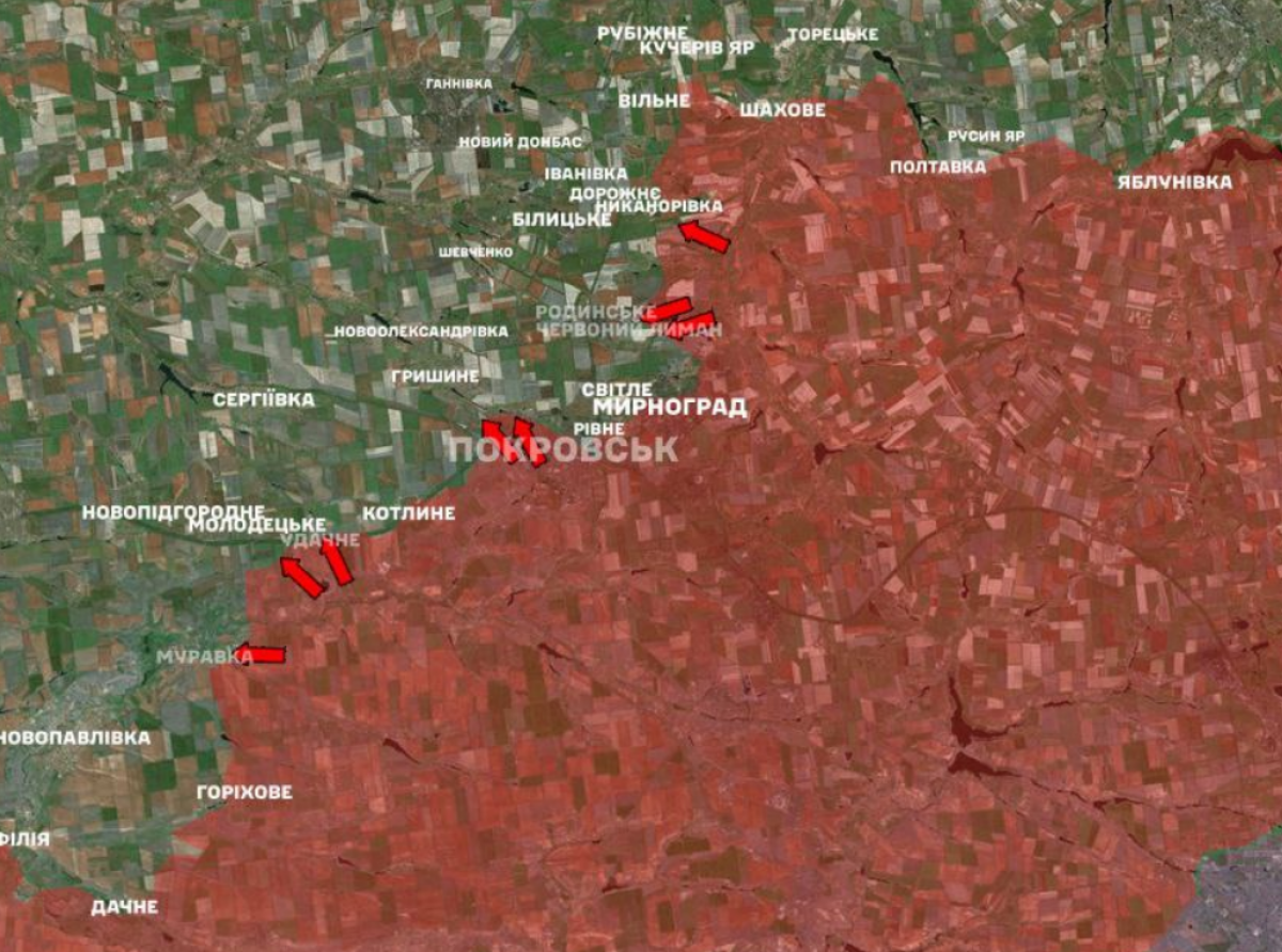 Ситуация на Покровском направлении. Фото: карта Генштаба ВСУ