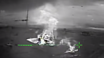 Удар по складу ГСМ в оккупированном Мариуполе. Фото: кадр из видео