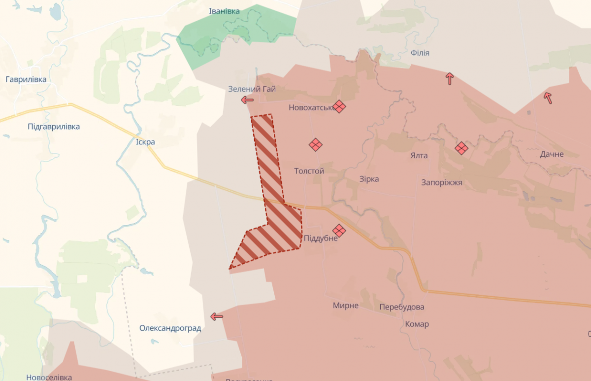 Просування росіян на Донеччині. Фото: карта DeepState