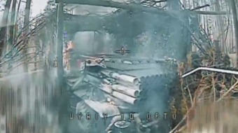 Уничтоженный «Град» на Лиманском направлении. Фото: кадр из видео