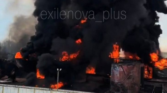 Наслідки атаки на нафтобазу у Лабінську. Фото: Exilenova+