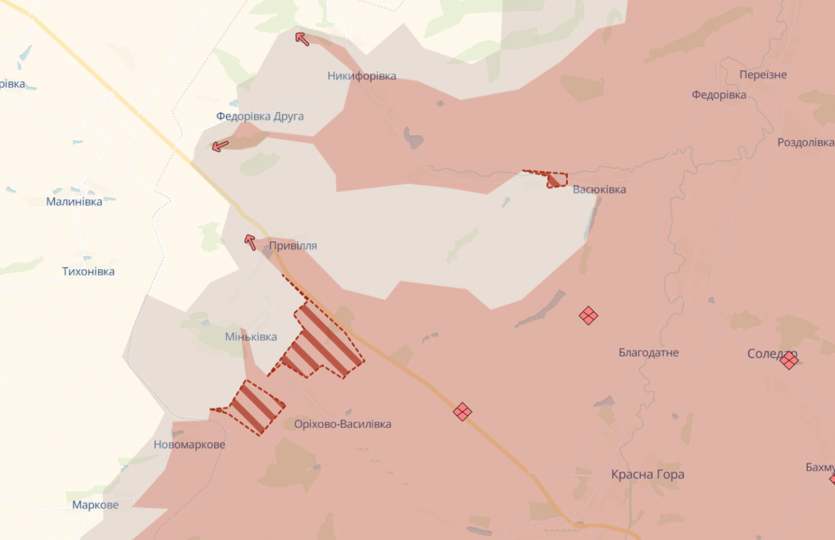 Просування загарбників на Краматорському напрямку. Фото: карта DeepState